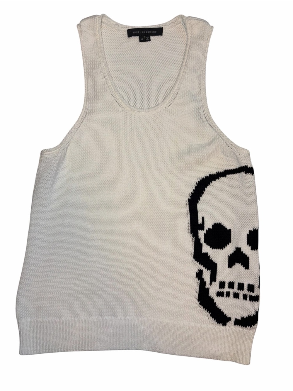 Skull Cashmere 360 Sweater Bexley Skull Knit Tank Top Black White Medium Cotton